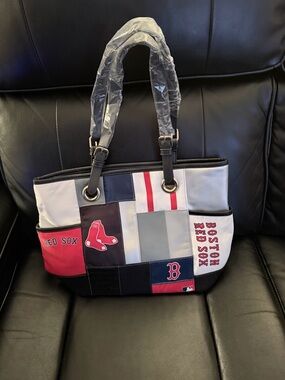 Boston Red Sox Patchwork Tote Bag MLB Shoulder Purse Large Handbag EUC